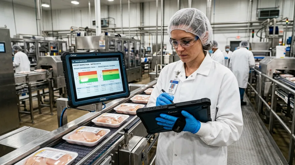 Quality Assurance Specialist Performing HACCP Hazard Analysis on Raw Materials