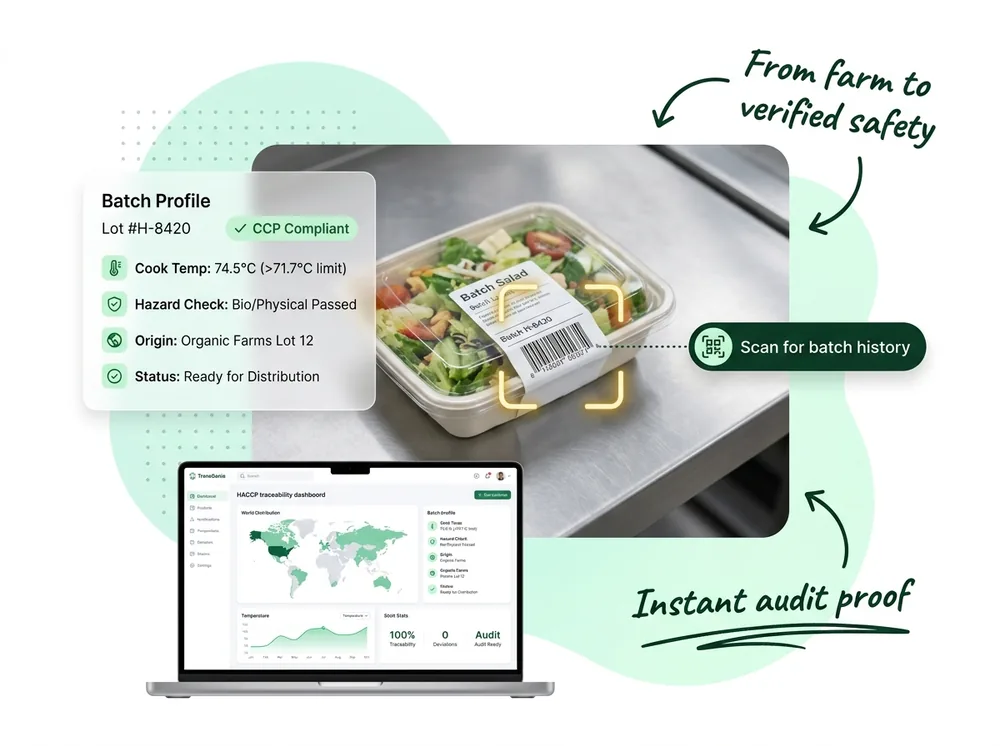 HACCP Traceability Food Safety System with Real-Time Batch Profile and Critical Control Point Monitoring