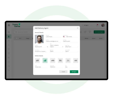 Add/Edit Delivery Agent Profile