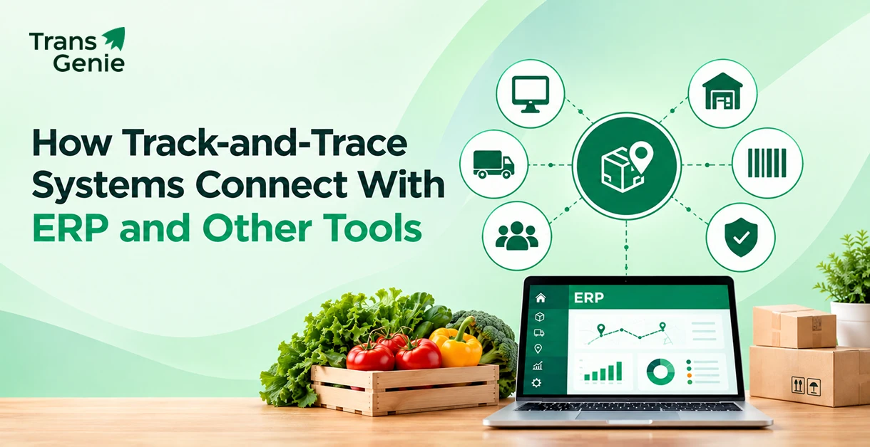 Track-and-trace systems ERP integration showing end-to-end supply chain visibility